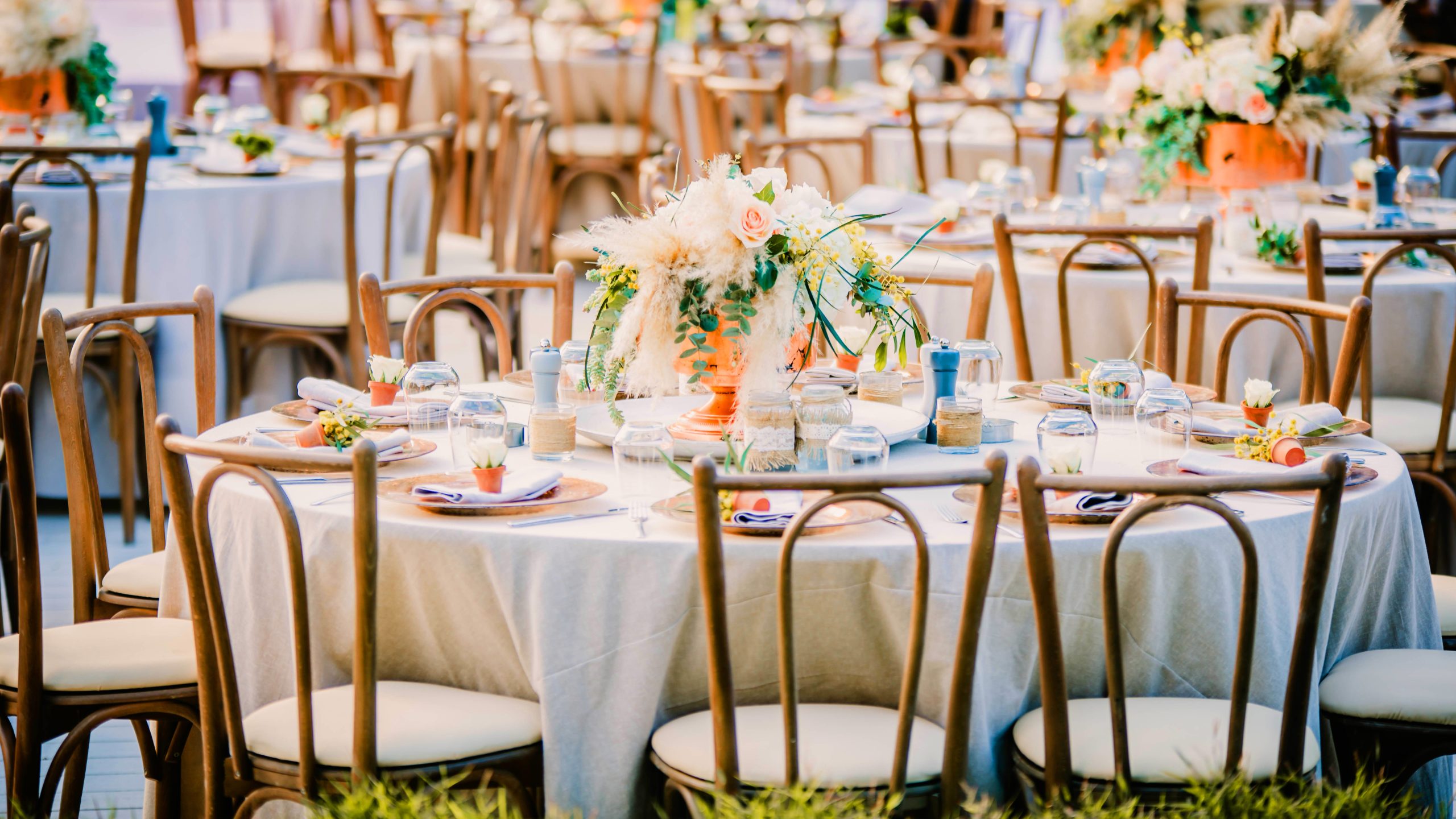 Stylish event rentals for wedding and party dining setups
